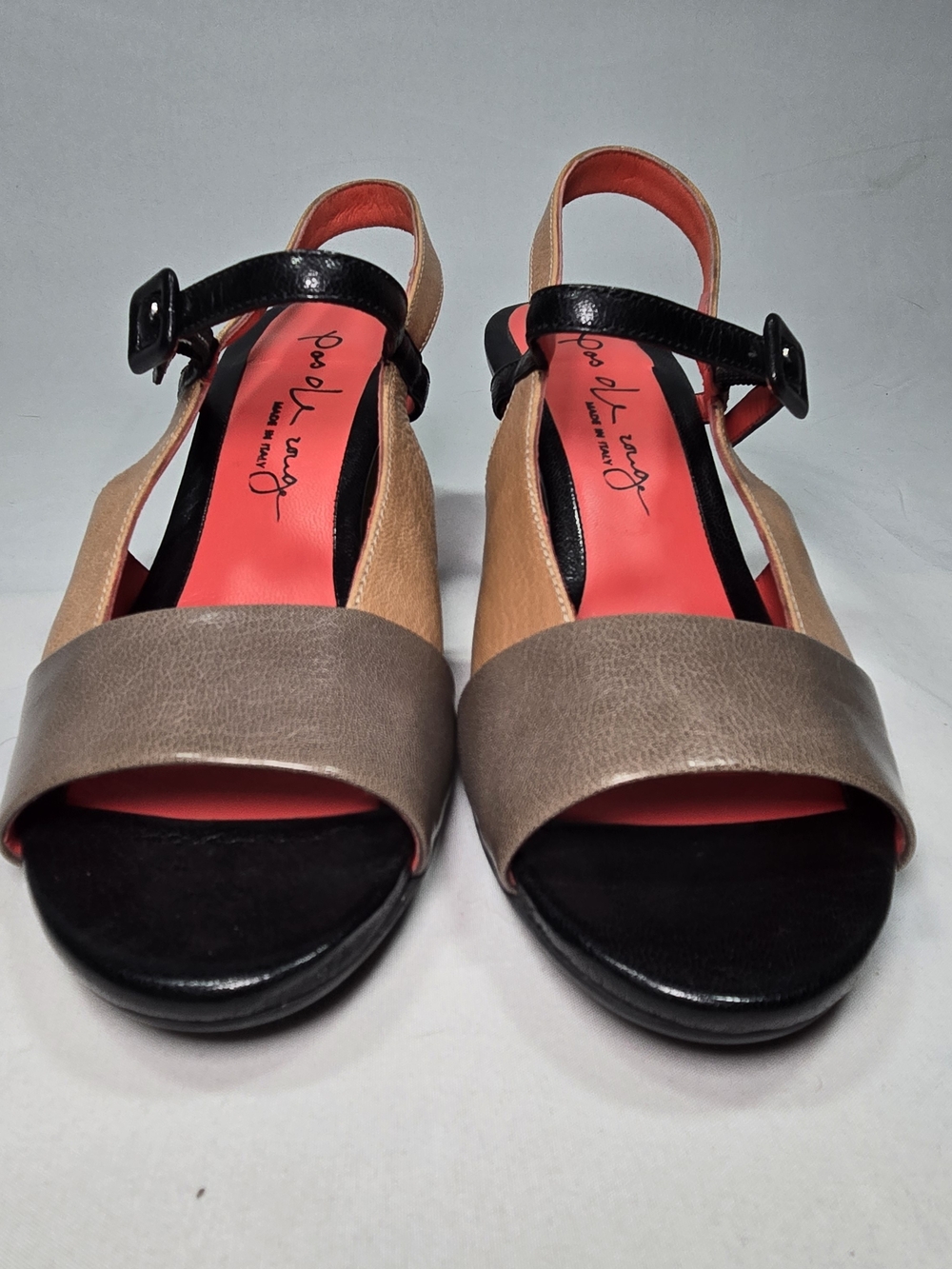 Pas de Rouge Gaia Sandal Two Tone Leather Sling Back Womens EU 38 US 7.5 Luxury - Picture 3 of 9